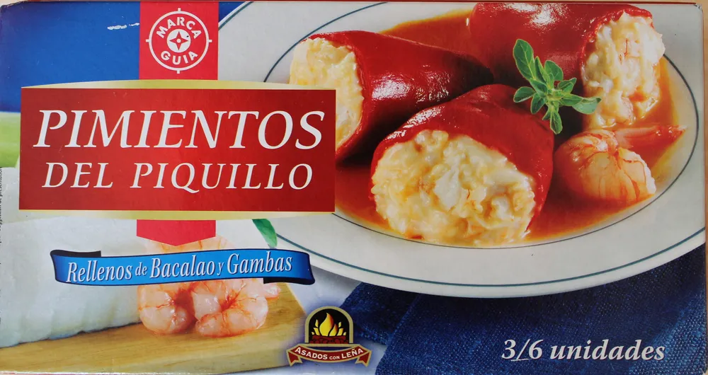 Pimientos del piquillo rellenos de bacalao y gambas