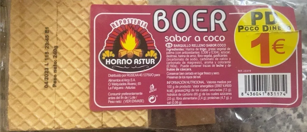Barquito relleno sabor coco