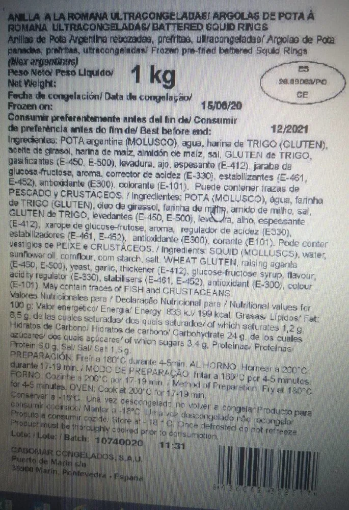 Anilla a la romana ultracongeladas