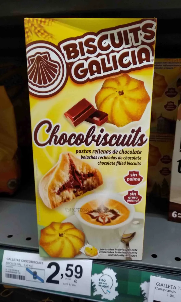 Pastas rellenas de chocolate sin palma y sin