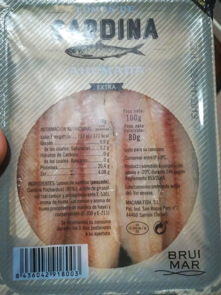 Lomos de sardina ahumada