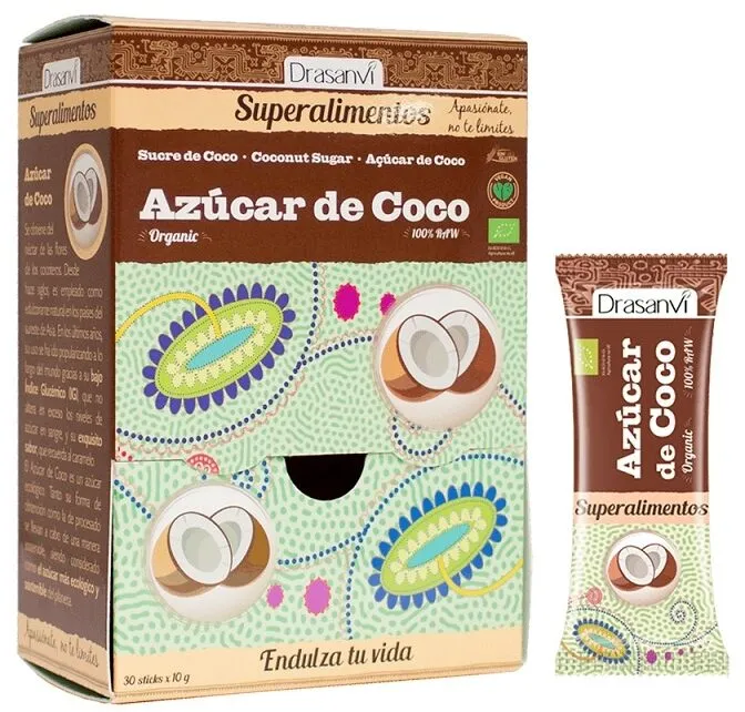 Superalimentos azúcar de coco ecológica individuales