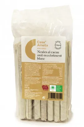 Neules al cacau amb recobriment blanc