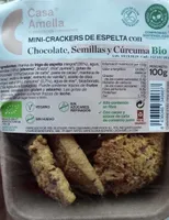 Mini-crackers de espelta con chocolate, semillas y curcuma
