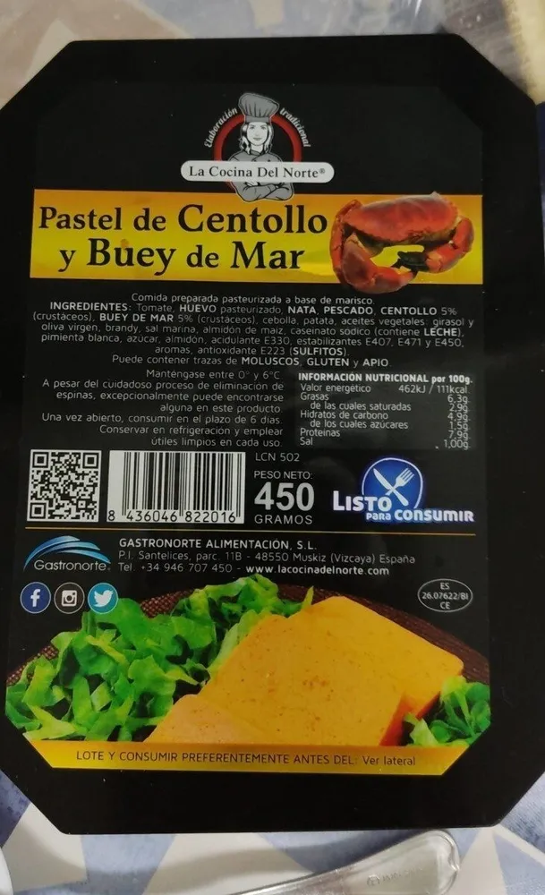 Pastel de Centollo y Buey de Mar