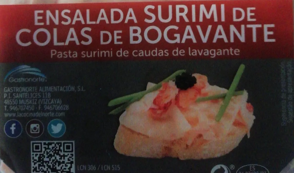 Ensalada surimi de colas de bogabante