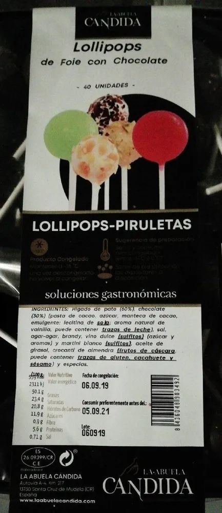 Lollipops de Foie con chocolate