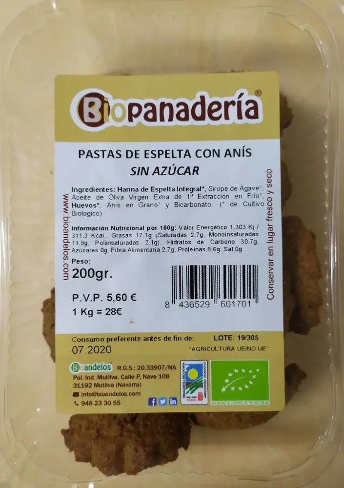Pastas de Espelta con Anís (sin azúcar)