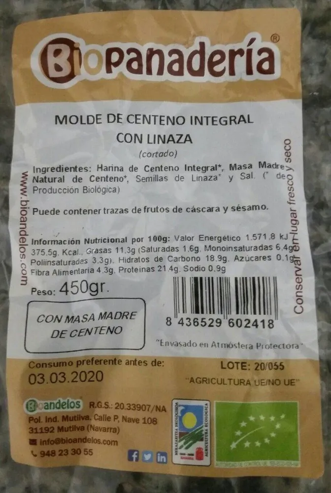 Molde de centeno integral con linaza