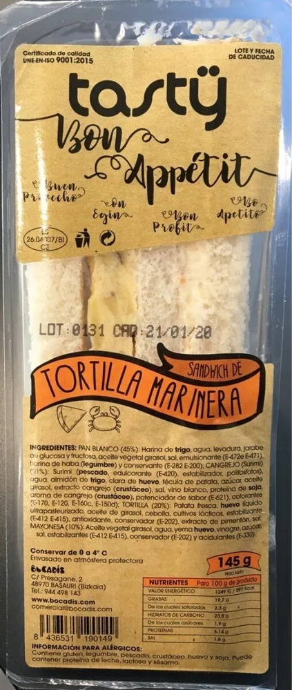 Sandwich de tortilla marinera