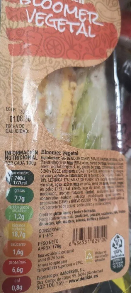 Sandwich bloomer vegetal