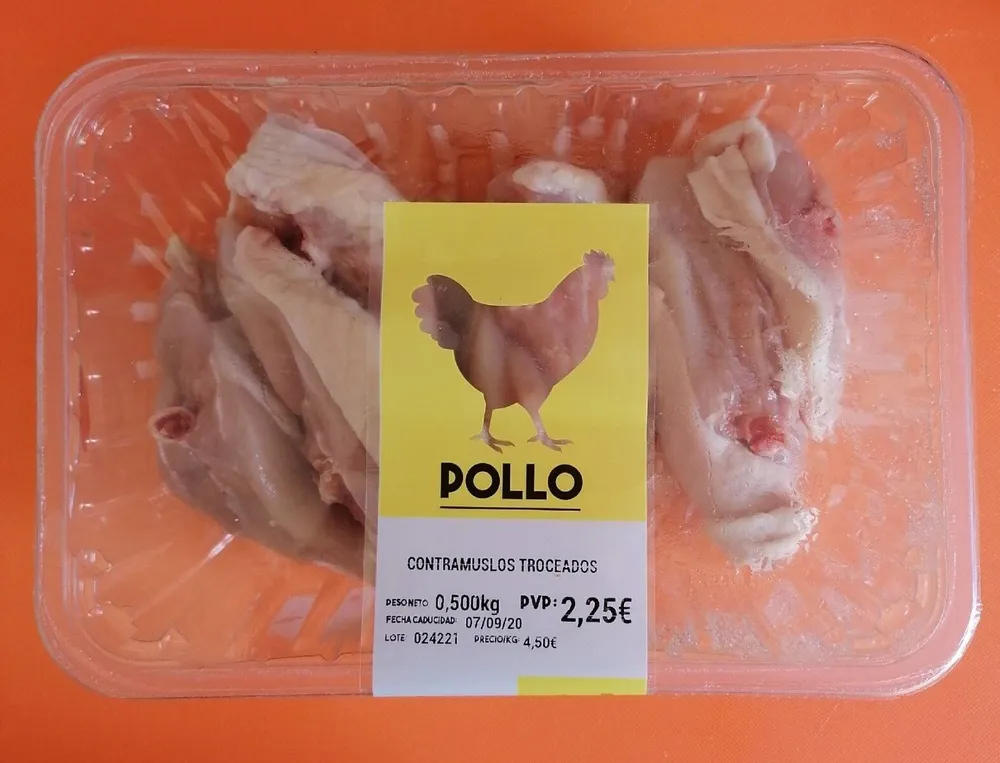 Contramuslos troceados de pollo