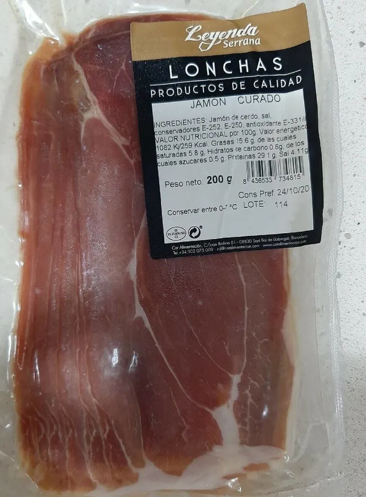 LONCHAS DE JAMÓN CURADO
