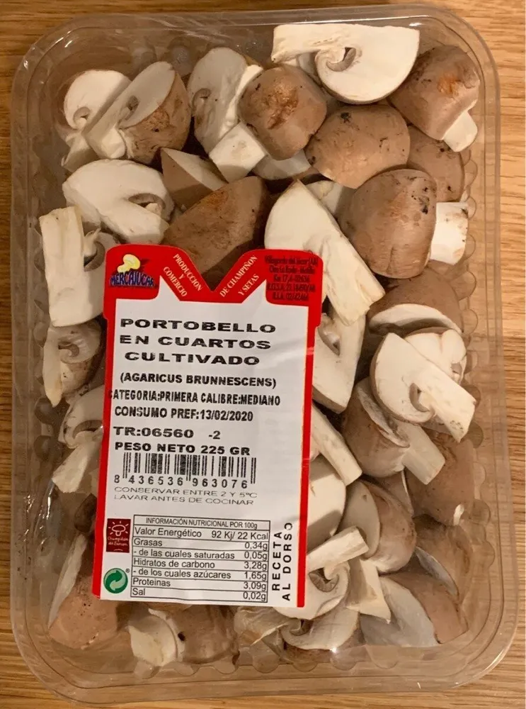 Portobello en cuartos cultivado