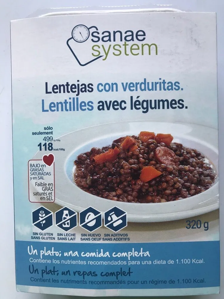 Lentejas con verduritas sin gluten, sin huevo y sin leche