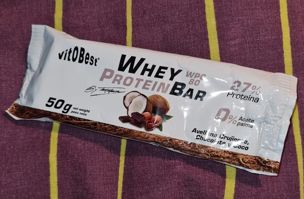 Whey Protein Bar   Avellana crujiente,chocolate y coco