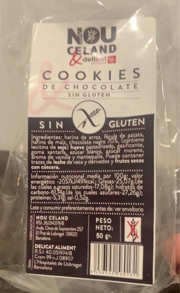Cookies de chocolate sin gluten