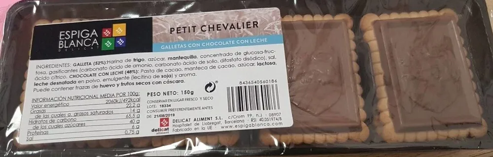 Petit Chevalier galletas con chocolate con leche