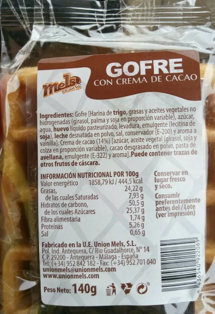 Gofre con crema de cacao