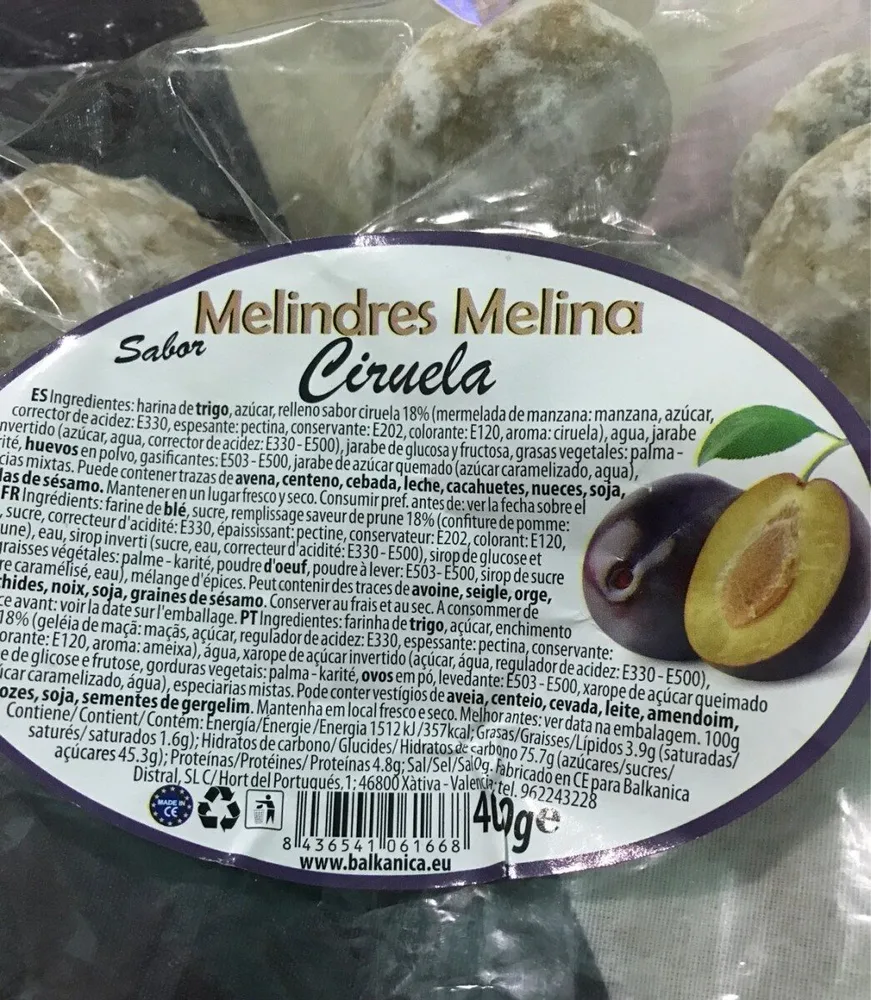 Melindres Melina sabor ciruela