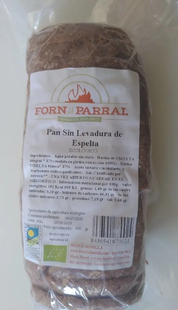 Pan sin levadura de espelta