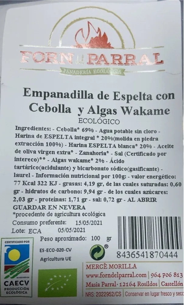 Empanadilla Espelta cebolla y algas wakame