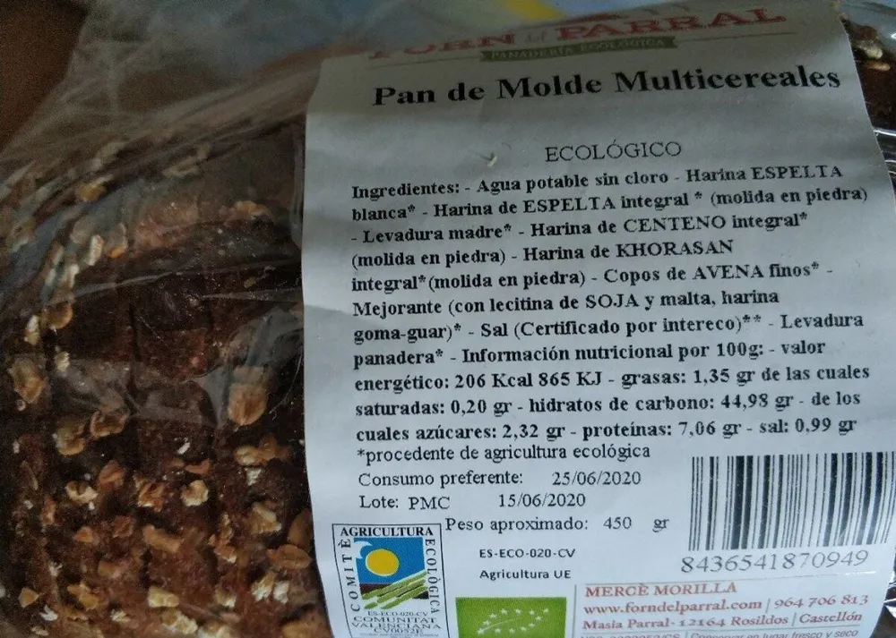 Pan de molde multicereales