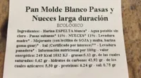 Pan molde blanco pasas y nueces