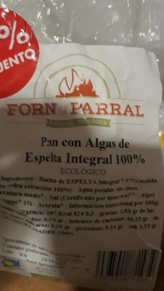 Pan con algas. Espelta integral 100%