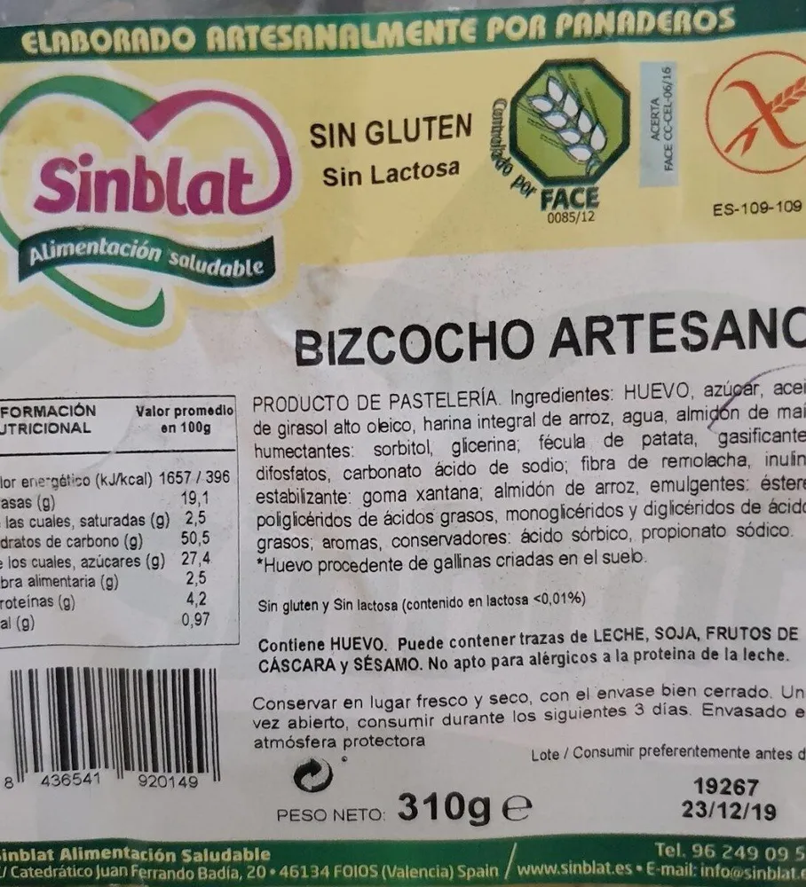 Bizcocho artesano