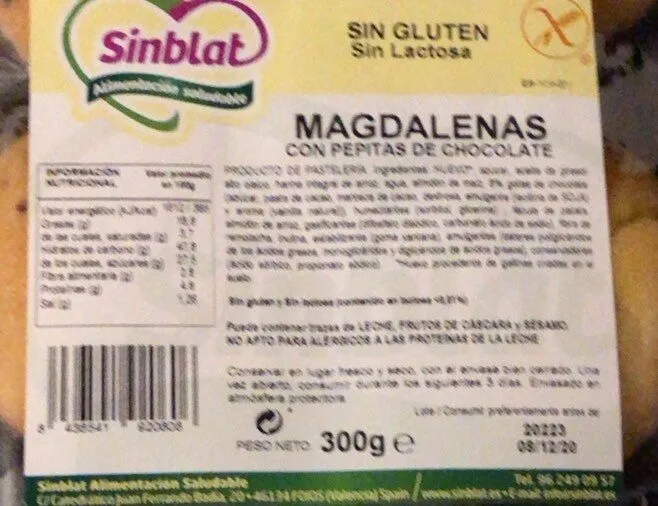 Magdalenas con pepitas de chocolate