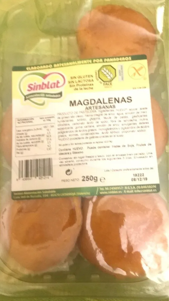 Magdalenas artesanas sin gluten