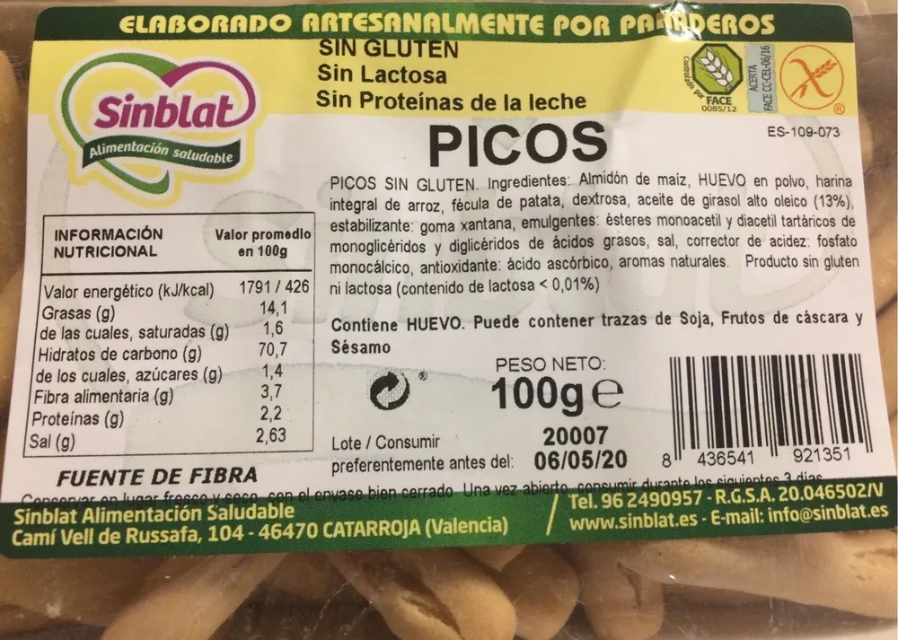 Picos sin gluten
