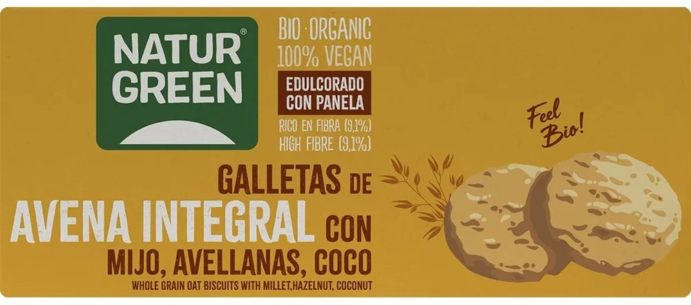 Galletas Avena Integral con Mijo. Avellanas y Coco