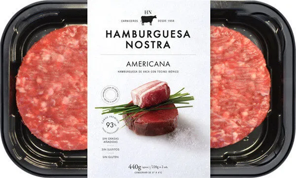 Hamburguesa de vaca americana con tocino ibérico sin gluten