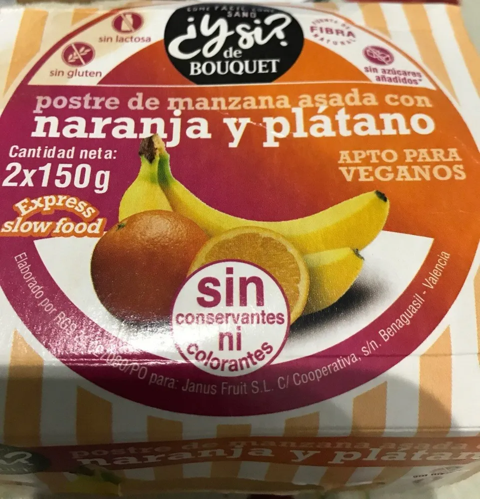 Postre de manzana asada con naranja y platano