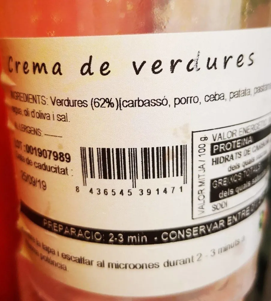 Crema de verduras