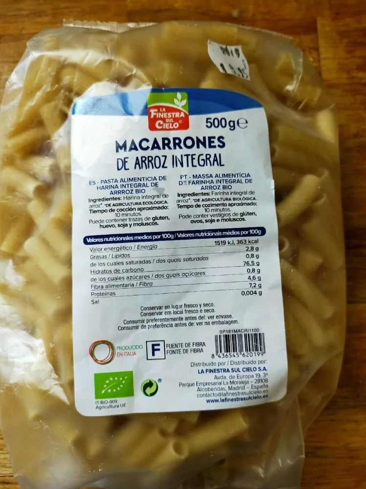 Macarrones de arroz integral