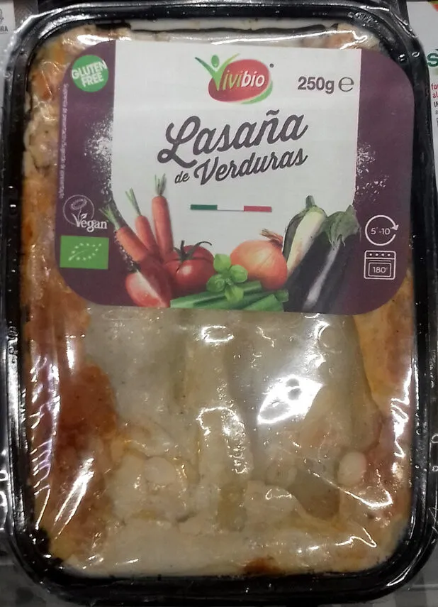 Lasaña de verduras ecológica y sin gluten