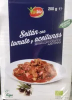 Seitán con tomate y aceitunas