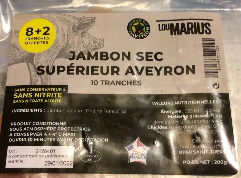 Jambon sec superieur aveyron