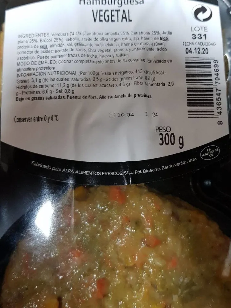 Hamburguesa vegetal cocina selecta