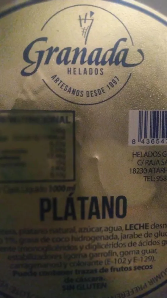 Helado plátano