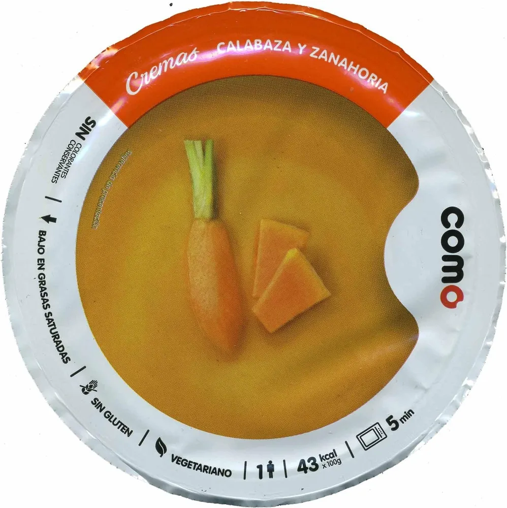 Crema de calabaza y zanahoria congelada