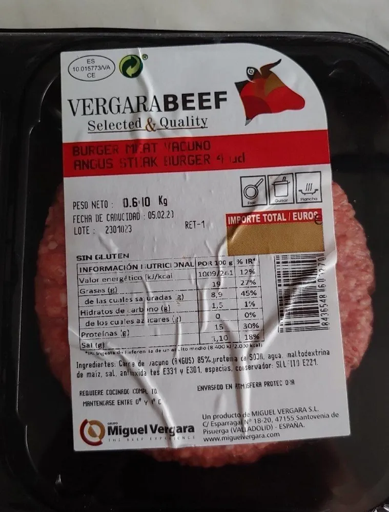 Burger meat vacuno Angus