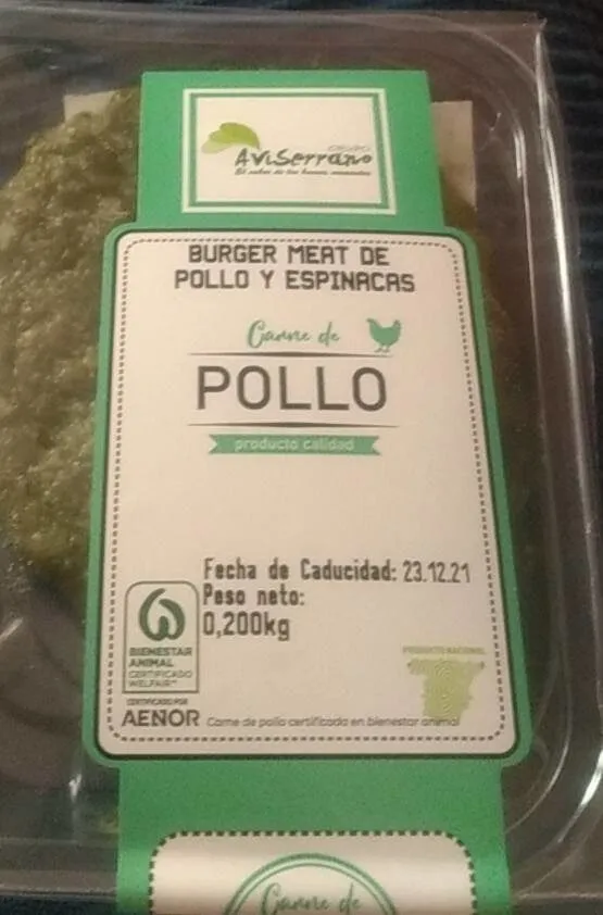 Burger meat de pollo y espinacas