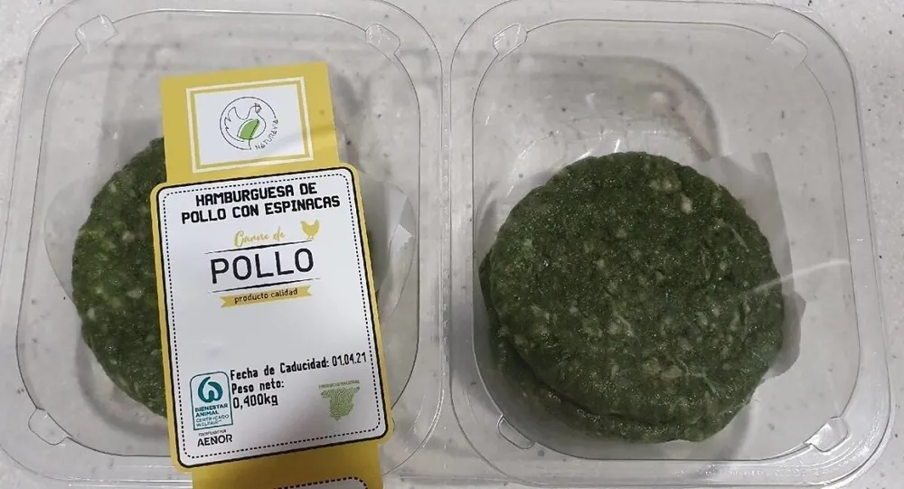 Hamburguesa de pollo con espinacas