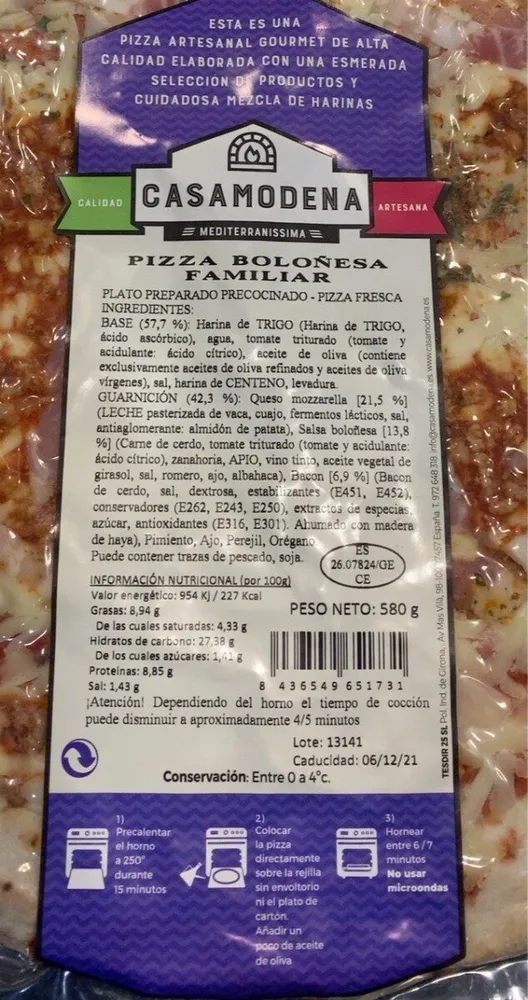 Pizza boloñesa familiar