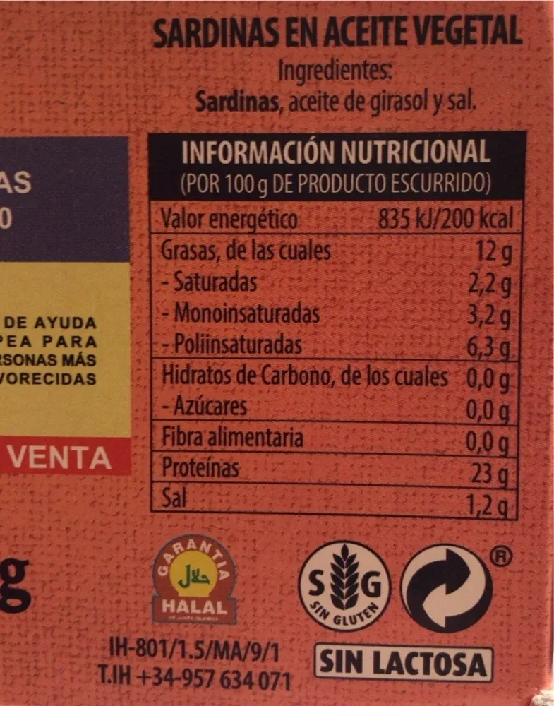 Conserva de sardina en aceite vegetal