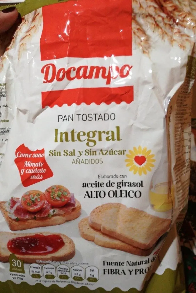 Pan integral sin sal y sin azúcar